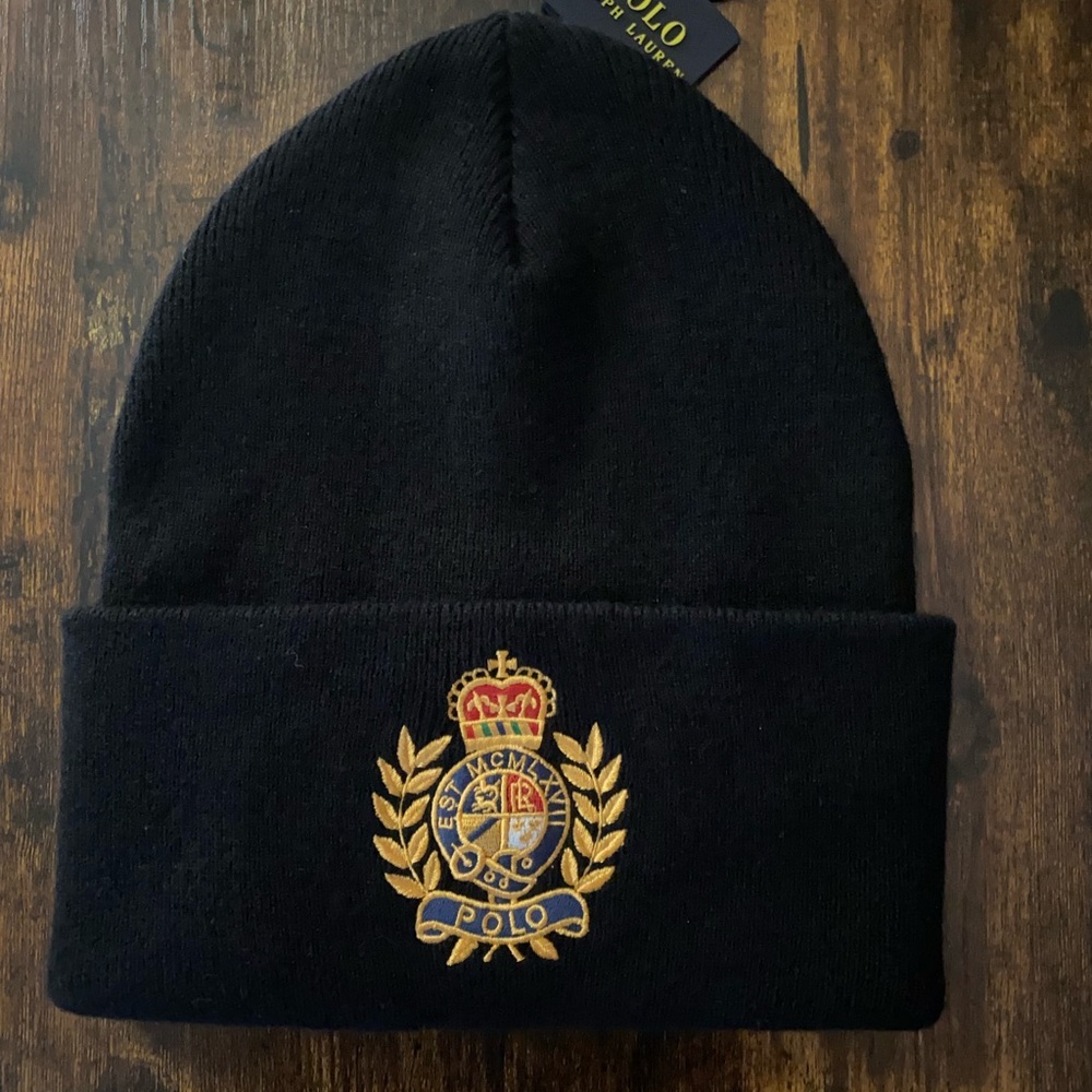 Polo by Ralph Lauren Black Embroidered Beanie